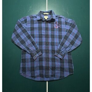 LL Bean‎ Plaid Flannel Button Down Shirt Men's Medium Traditional Fit Blue Red